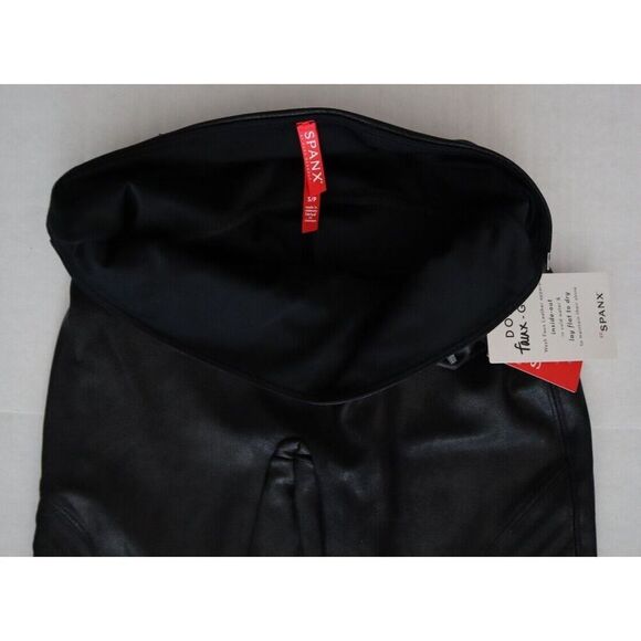 SPANX 20136R Women's Sz Small Black Faux Leather Moto Leggings - Picture 4 of 9
